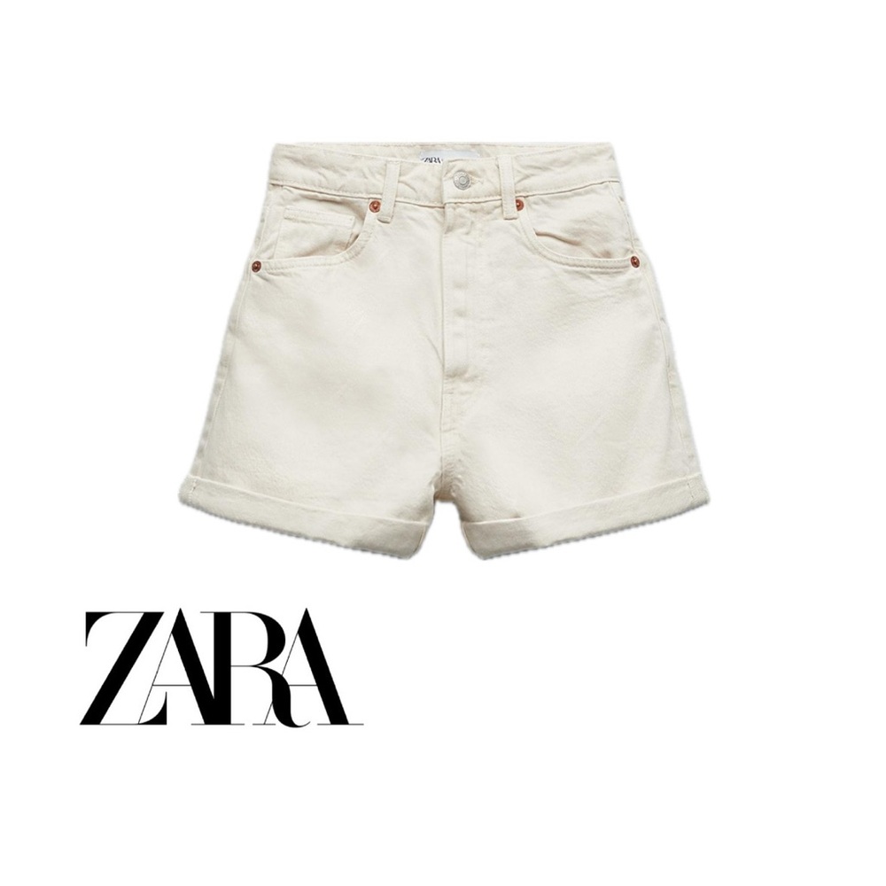Zara Cream Jean Shorts